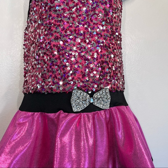 Dance Costume Dress Curtain Call Turn Up The Music J5478 High-Low Sequin Pink - Picture 5 of 15